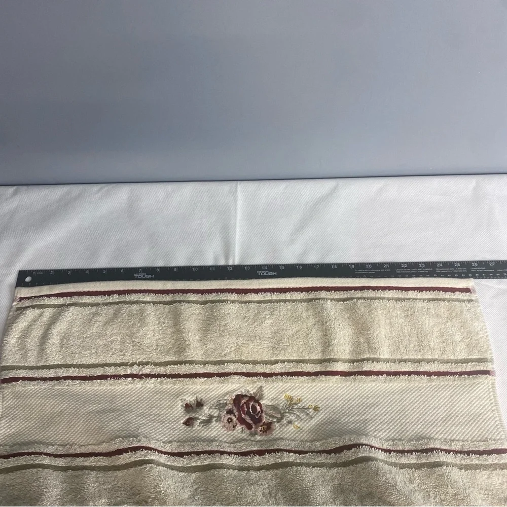 Vtg Waverly Garden Rm Towel set 1 bath 46x25.5 1 hand 24.5x15 & 1 Finger 17x10.5